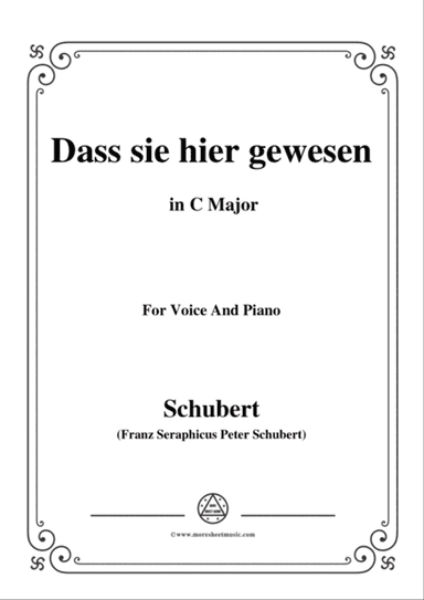 Schubert-Dass sei hier gewesen,in C Major,Op.59,No.2,for Voice and Piano