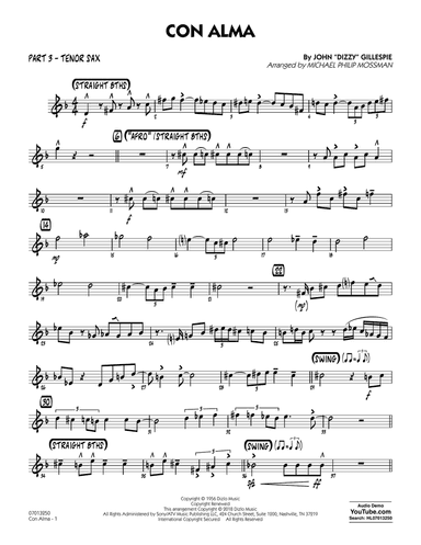 Con Alma (arr. Michael Mossman) - Part 3 - Tenor Sax