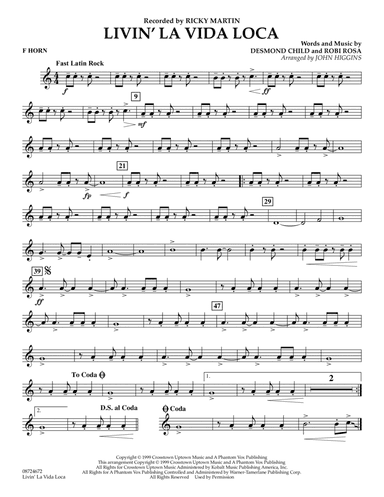 Livin' La Vida Loca (arr. John Higgins) - F Horn