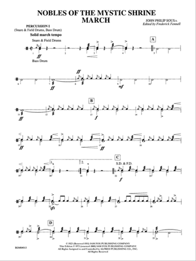 Nobles of the Mystic Shrine (March): 1st Percussion