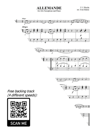 ALLEMANDE by F. J. Haydn for Alto Sax and Piano