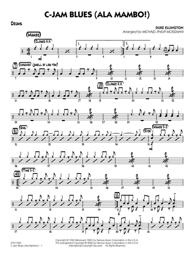 C-Jam Blues (ala Mambo!) (arr. Michael Philip Mossman) - Drums