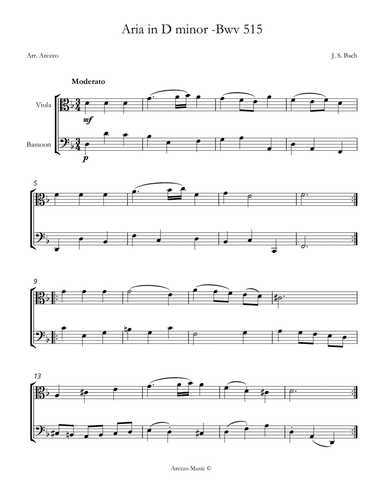 aria bwv 515 for viola and bassoon sheet music