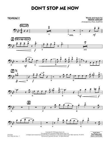 Don't Stop Me Now (arr. Paul Murtha) - Trombone 2
