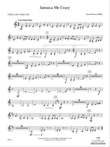 Jamaica Me Crazy: (wp) E-flat Tuba T.C.
