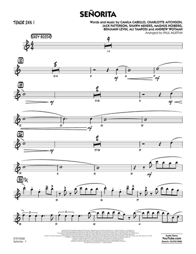 Senorita (arr. Paul Murtha) - Tenor Sax 1