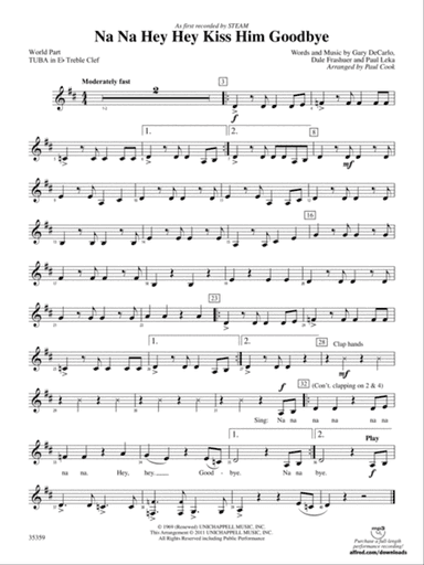 Na Na Hey Hey Kiss Him Goodbye: (wp) E-flat Tuba T.C.