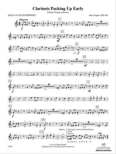 Clarinets Packing Up Early: 2nd E-flat Alto Saxophone