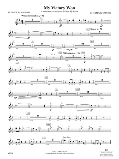 My Victory Won: B-flat Tenor Saxophone