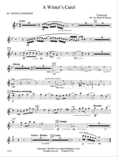 A Winter's Carol: B-flat Tenor Saxophone
