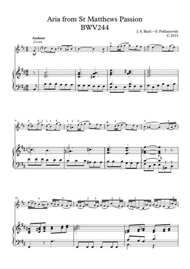 Bach-Pokhanovski Aria from St. Matthew's Passions arranged for violin and piano