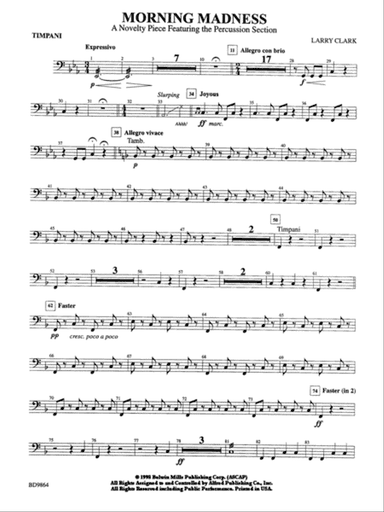 Morning Madness (a novelty featuring the Percussion Section): Timpani
