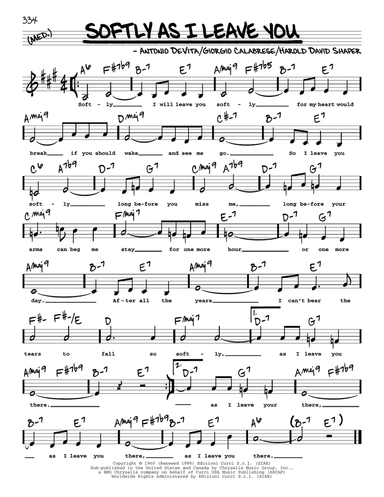 Softly As I Leave You (Low Voice)