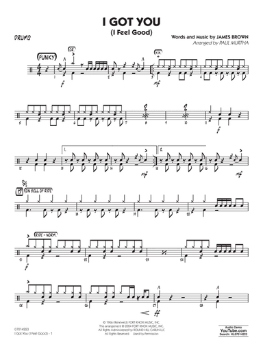 I Got You (I Feel Good) (arr. Paul Murtha) - Drums
