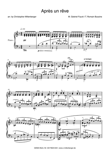 Après un rêve (Piano Transcription)