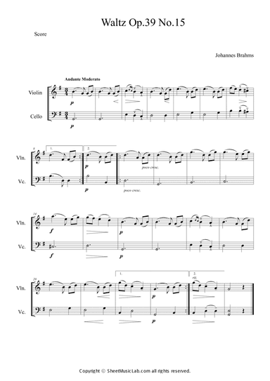 Waltz op.39 no.15 Easy Version in G
