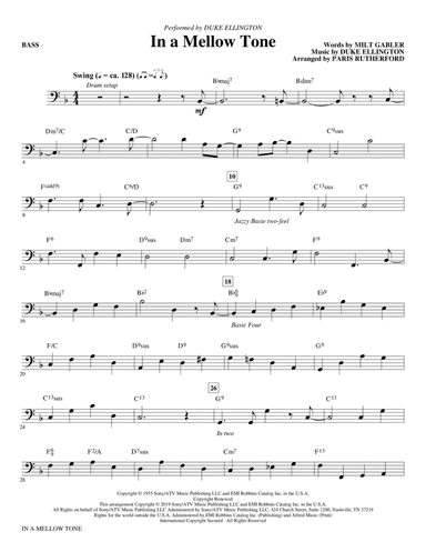 In a Mellow Tone (arr. Paris Rutherford) - Bass