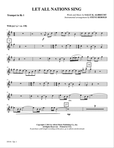 Let All Nations Sing: 1st B-flat Trumpet