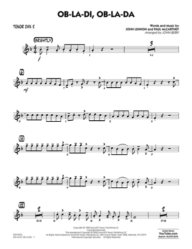 Ob-La-Di, Ob-La-Da (arr. John Berry) - Tenor Sax 2