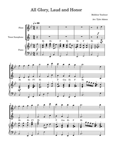 All Glory, Laud and Honor (Flute and Tenor Sax Duet with Piano)