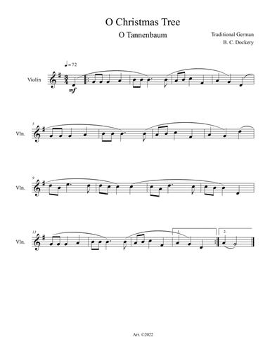 O Christmas Tree (O Tannenbaum) for Solo Violin