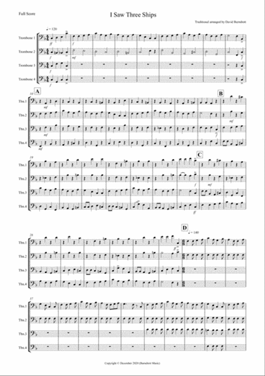 I Saw Three Ships (Jazzy Style!) for Trombone Quartet