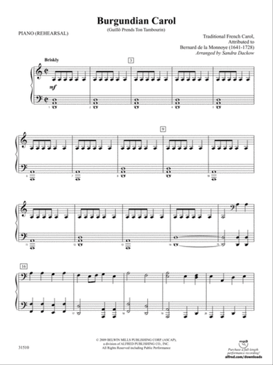 Burgundian Carol (Guillo Prends Ton Tamourin): Piano Accompaniment