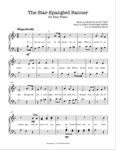 The Star Spangled Banner (National Anthem) - Easy Piano