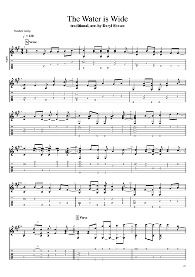The Water is Wide (traditional), for solo fingerstyle guitar