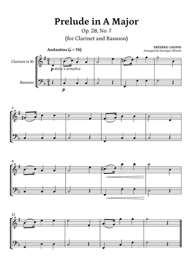 Prelude Op. 28, No. 7 (Clarinet and Bassoon) - Frédéric Chopin