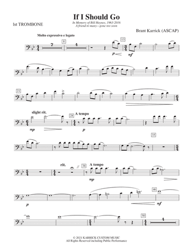 If I Should Go: 1st Trombone