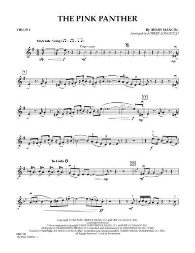The Pink Panther (arr. Robert Longfield) - Violin 1