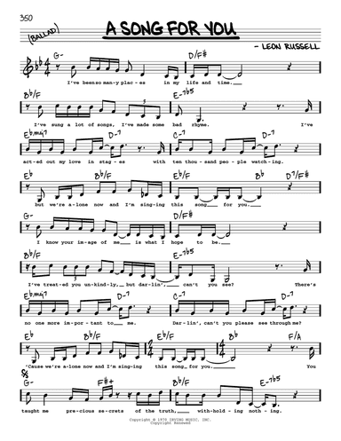 A Song For You (Low Voice)