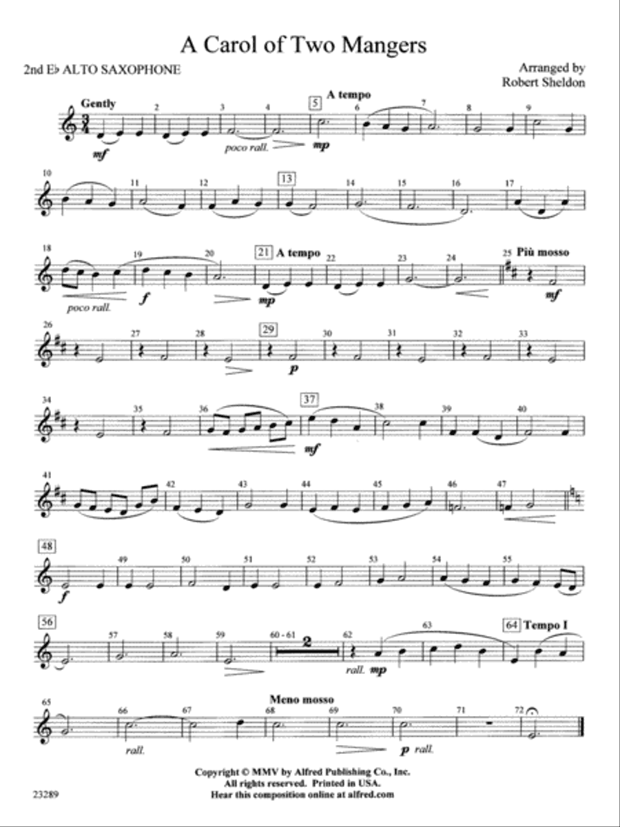A Carol of Two Mangers: 2nd E-flat Alto Saxophone