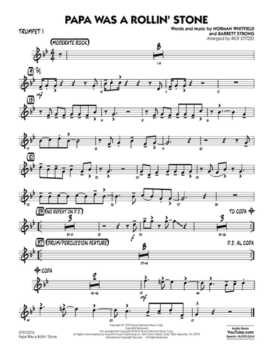 Papa Was a Rollin' Stone (arr. Rick Stitzel) - Trumpet 1