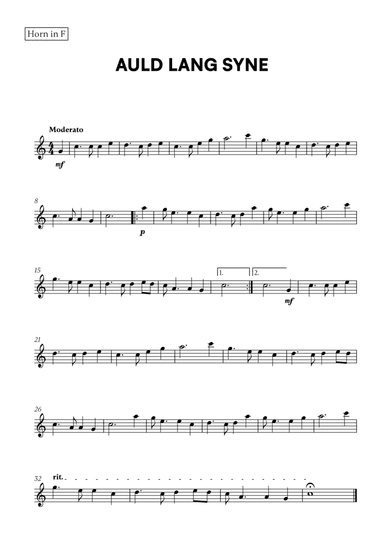Auld Lang Syne (for French Horn)