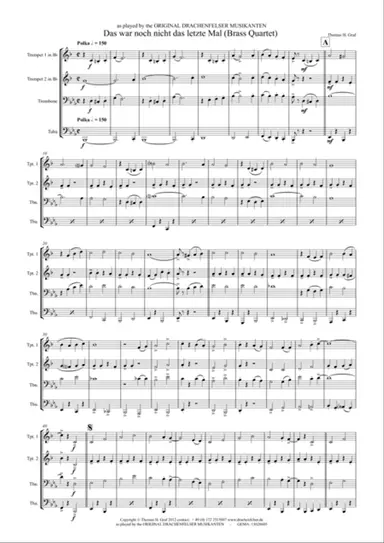 Das war noch nicht das letzte Mal - German Polka - Oktoberfest - Brass Quartet