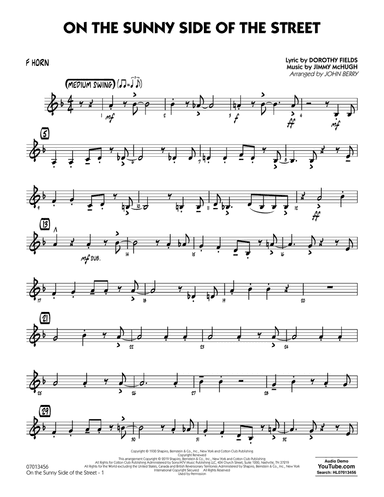 On the Sunny Side of the Street (arr. John Berry) - F Horn