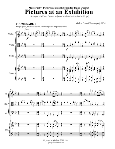 Mussorgsky: Pictures at an Exhibition for Piano Quartet