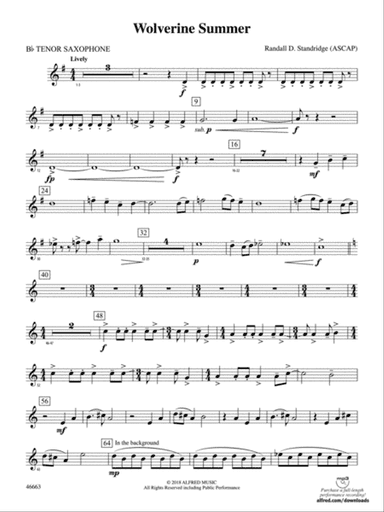 Wolverine Summer: B-flat Tenor Saxophone