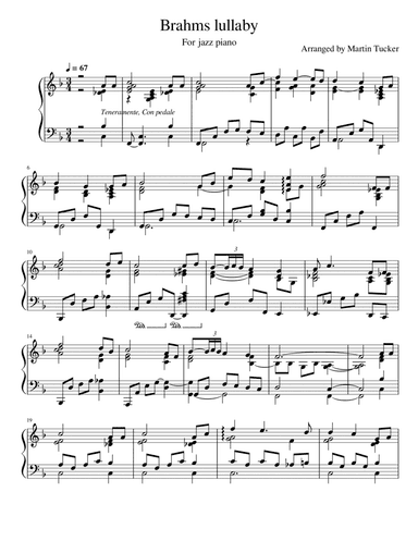 Brahms lullaby for smooth jazz piano
