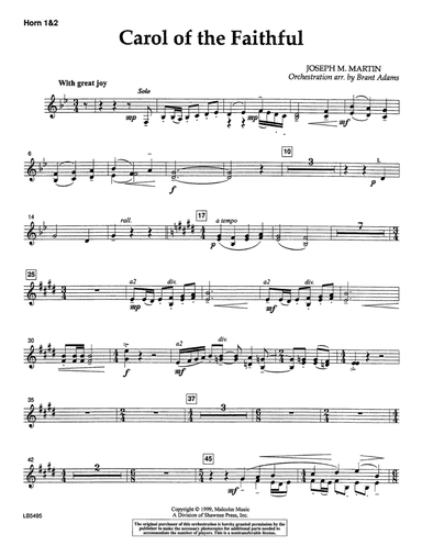 Carol Of The Faithful (from "Canticle Of Joy") - F Horn 1 & 2