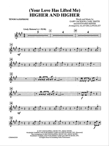 (Your Love Has Lifted Me) Higher and Higher: B-flat Tenor Saxophone