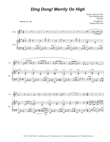 Ding Dong! Merrily On High (Violin solo and Piano)