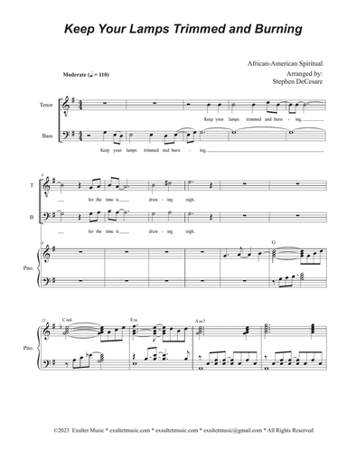 Keep Your Lamps Trimmed And Burning (Duet for Tenor and Bass solo)