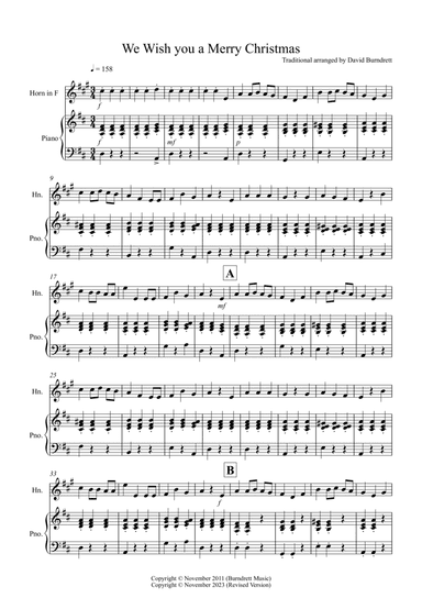 We Wish You a Merry Christmas for Horn and Piano
