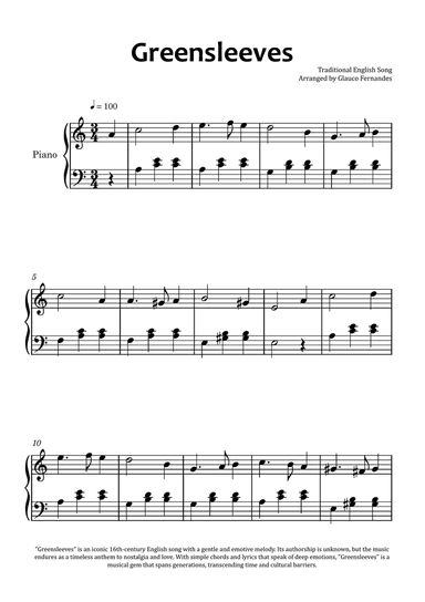 Greensleeves - Easy Piano