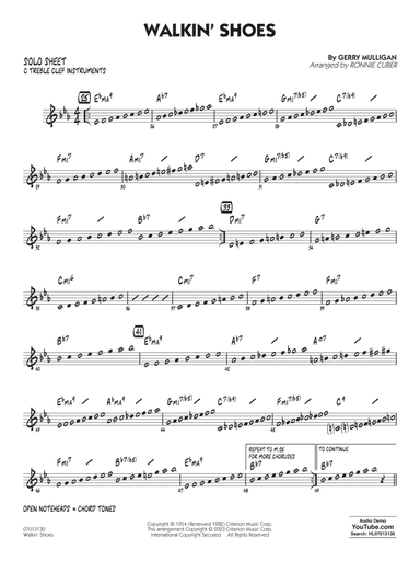 Walkin' Shoes (arr. Ronnie Cuber) - C Solo Sheet