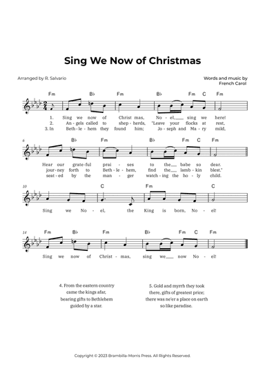 Sing We Now of Christmas (Key of F Minor)