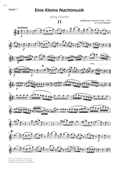 Eine Kleine Nachtmusik (2 mov.) - String Quartet (Individual Parts)
